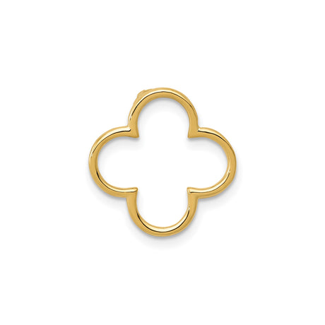 14k Yellow Gold Quatrefoil Pendant, Polished Modern Moorish Gothic Charm for Women