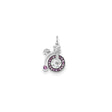 14k White Gold Unicycle Pendant with Pink Sapphire and Diamond Accents, Vintage Cycling Theme