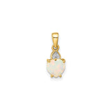 14k Yellow Gold Heart Pendant with Opal and Diamond Accent