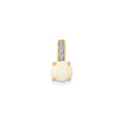 14k Yellow Gold Pendant with Round Opal and Vertical Diamond Bail, Minimalist October Birthstone Jewelry