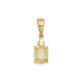 14k Yellow Gold Pendant with Oval Cabochon Opal and Diamond Accents, October Birthstone Jewelry