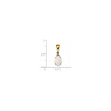 14k Yellow Gold Pendant with Oval Cabochon Opal and Diamond Accents, October Birthstone Jewelry