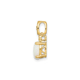 14k Yellow Gold Pendant with Oval White Opal and Diamond Accents, Marquise Shaped Design