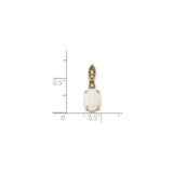 14k Yellow Gold Pendant with Oval White Opal and Diamond Accents, Marquise Shaped Design