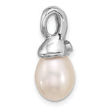 14k White Gold Teardrop Pendant with Cultured Pearl and Diamond Accent