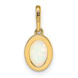 14k Yellow Gold Pendant with Lab Created Opal in Bezel Setting, Minimalist Modern Design