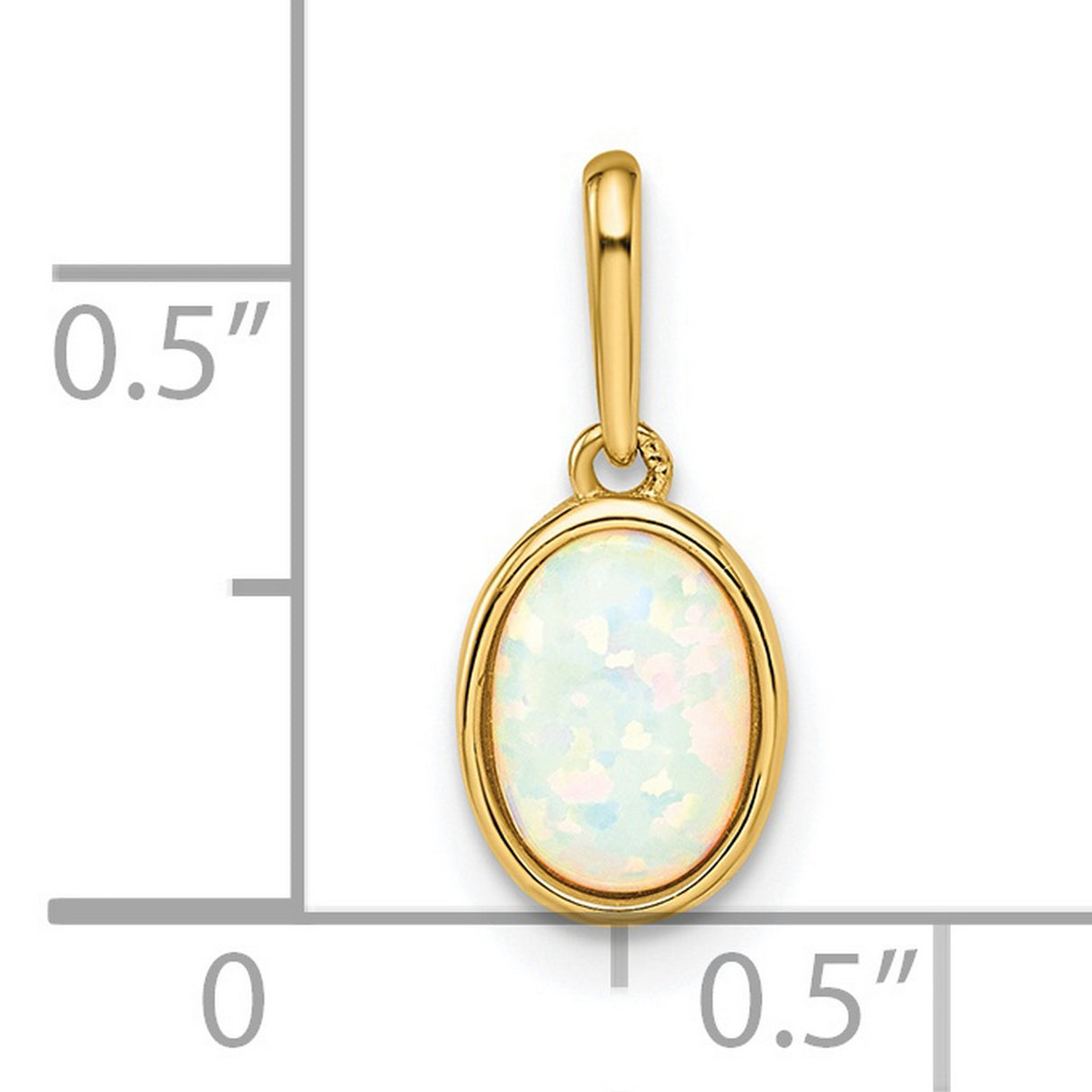 14k Yellow Gold Pendant with Lab Created Opal in Bezel Setting, Minimalist Modern Design