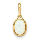 14k Yellow Gold Pendant with Lab Created Opal in Bezel Setting, Minimalist Modern Design