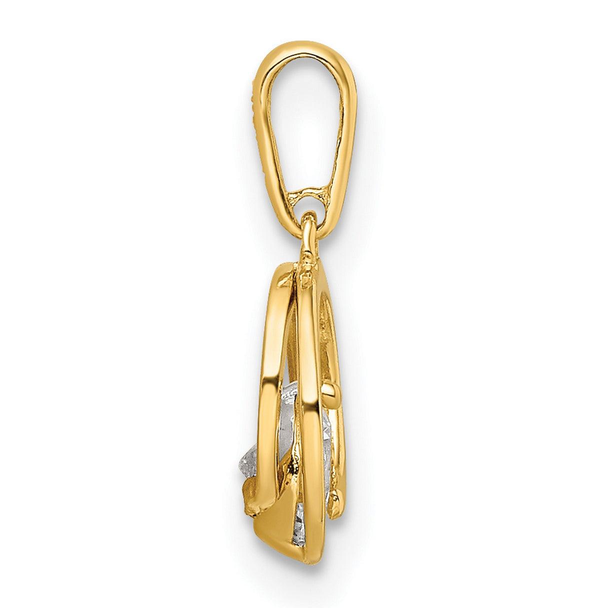 CZ Charm Pendant in Real 14k Yellow Gold