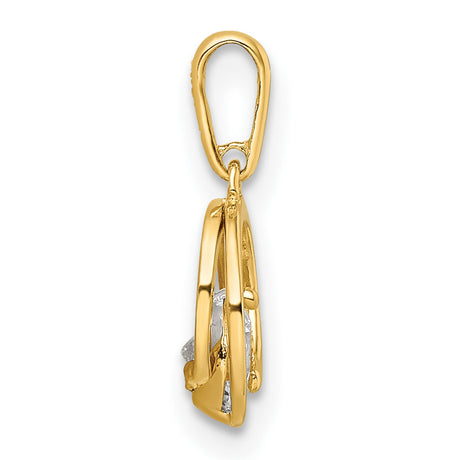 CZ Charm Pendant in Real 14k Yellow Gold
