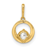 CZ Charm Pendant in Real 14k Yellow Gold