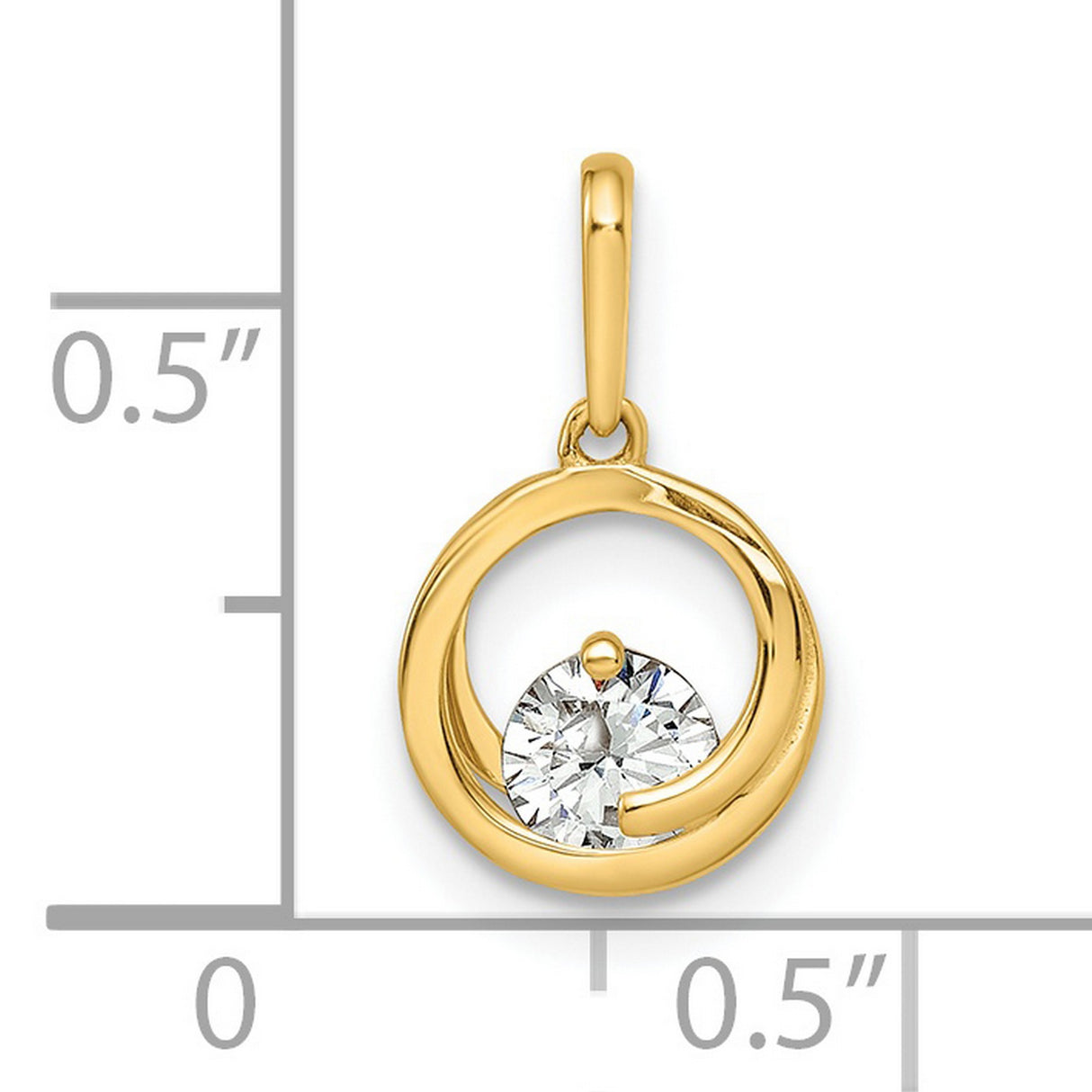 CZ Charm Pendant in Real 14k Yellow Gold