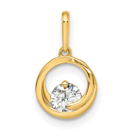 CZ Charm Pendant in Real 14k Yellow Gold