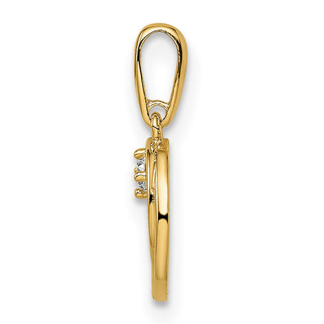 CZ Circle Charm Pendant in Real 14k Yellow Gold