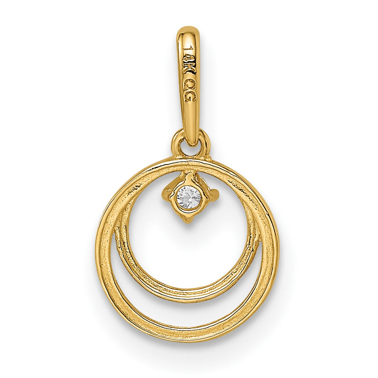 CZ Circle Charm Pendant in Real 14k Yellow Gold