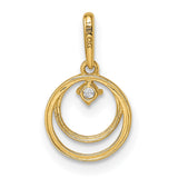 CZ Circle Charm Pendant in Real 14k Yellow Gold