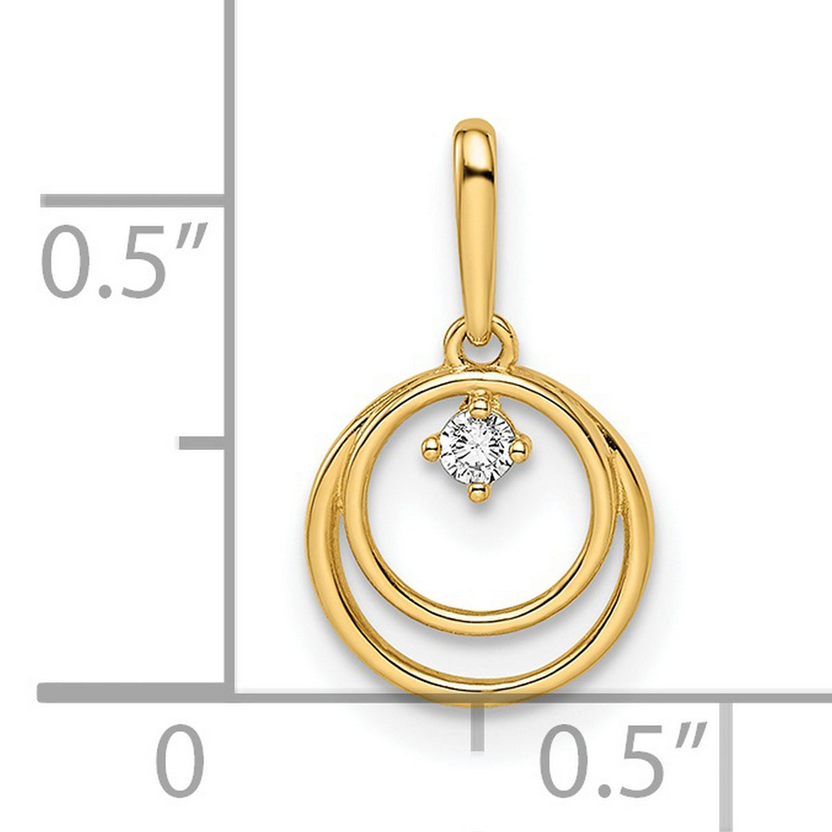 CZ Circle Charm Pendant in Real 14k Yellow Gold