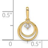 CZ Circle Charm Pendant in Real 14k Yellow Gold