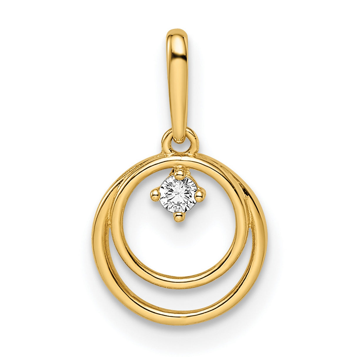 CZ Circle Charm Pendant in Real 14k Yellow Gold