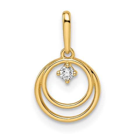 CZ Circle Charm Pendant in Real 14k Yellow Gold