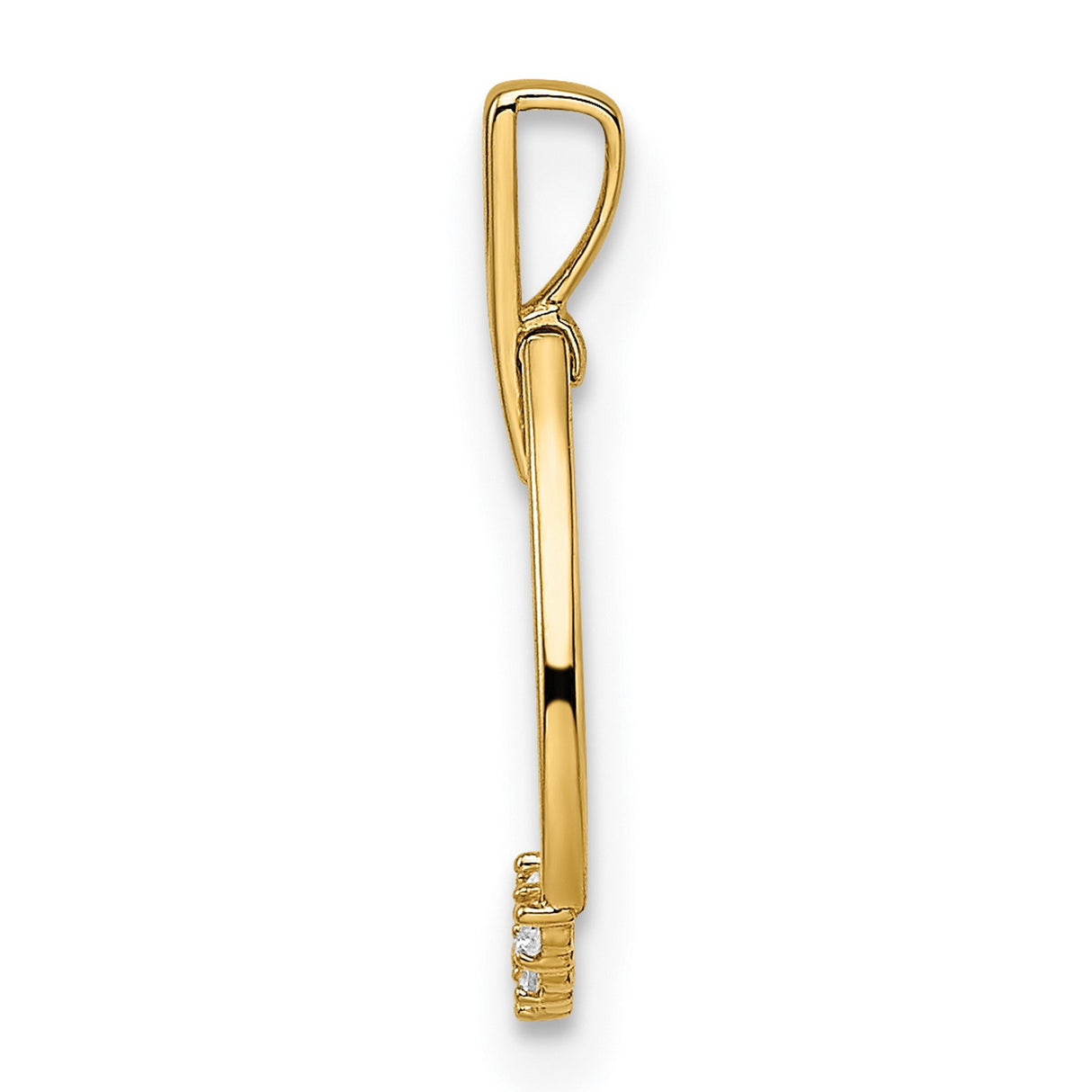 14k Yellow Gold Teardrop Pendant with Cubic Zirconia, Open Design, Minimalist Modern Style