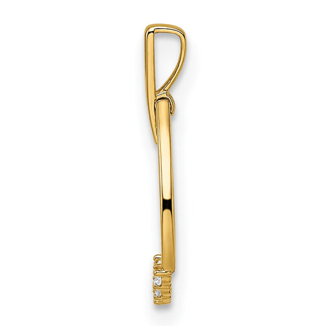 14k Yellow Gold Teardrop Pendant with Cubic Zirconia, Open Design, Minimalist Modern Style