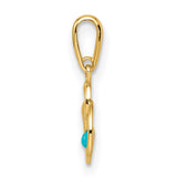 14k Yellow Gold Pendant with Turquoise, Abstract Open Circle Modern Design for Women