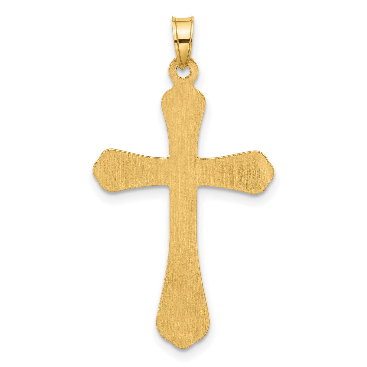 Polished and Grooved Hollow Diamond Cross Charm Pendant in Real 14k Yellow Gold