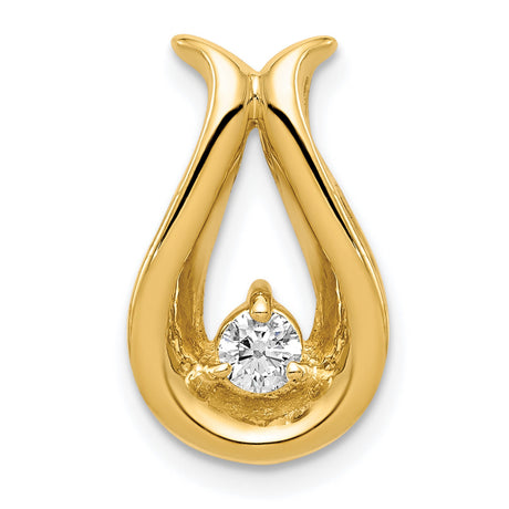 14k Yellow Gold Ichthys Fish Pendant with Diamond Center, Christian Religious Charm
