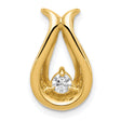 3.4mm AAA Diamond Teardrop Shape Chain Slide Charm Pendant in Real 14k Yellow Gold
