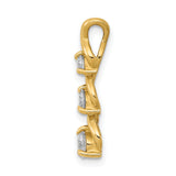 AAA Diamond 3 Stone Criss-Cross Chain Slide Charm Pendant in Real 14k Yellow Gold
