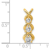 VS Diamond 3 Stone Criss-Cross Chain Slide Charm Pendant in Real 14k Yellow Gold