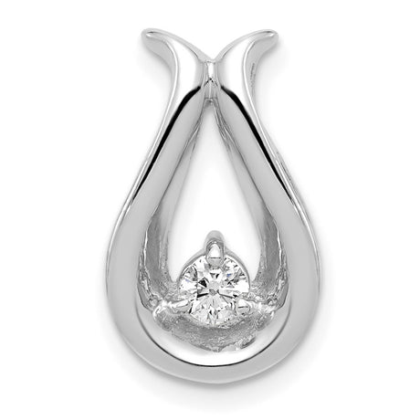 3.4mm AA Diamond Teardrop Shape Chain Slide Charm Pendant in Real 14k White Gold