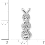 14k White Gold Pendant with Three Round Cut Diamonds, Vertical Twist Design