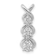 14k White Gold Pendant with Three Round Cut Diamonds, Vertical Twist Design