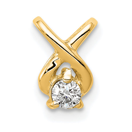 2.9mm VS Diamond Chain Slide Charm Pendant in Real 14k Yellow Gold