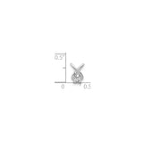 14k White Gold Diamond Pendant with Round Solitaire, X-Shape Twist Design, Minimalist Style