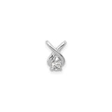 14k White Gold Diamond Pendant with Round Solitaire, X-Shape Twist Design, Minimalist Style