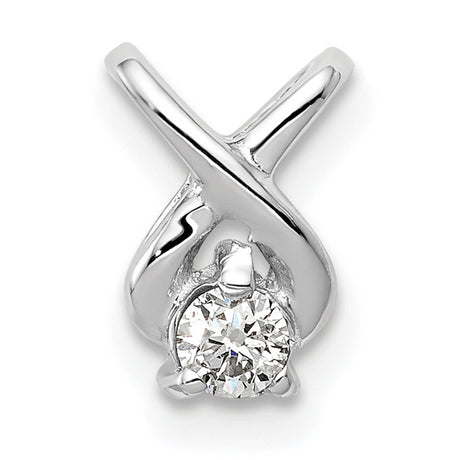 2.9mm VS Diamond Chain Slide Charm Pendant in Real 14k White Gold