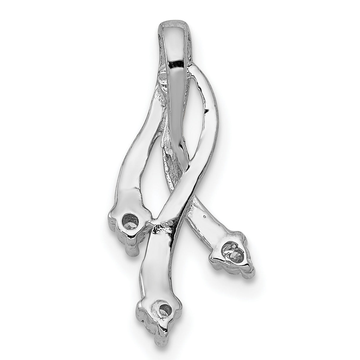 14k White Gold Pendant with Flowing Diamond Strands, Modern Abstract Design for Women