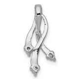 A Diamond 3-1.6mm Stone Twisted Chain Slide Charm Pendant in Real 14k White Gold