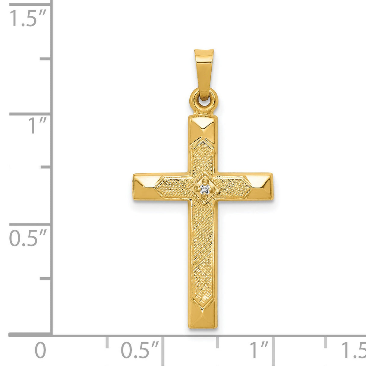 Fleur De Lis Cross 28 x 17 mm Charm Pendant in Real 14k Yellow Gold