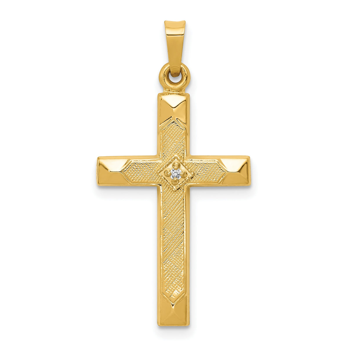 Fleur De Lis Cross 28 x 17 mm Charm Pendant in Real 14k Yellow Gold