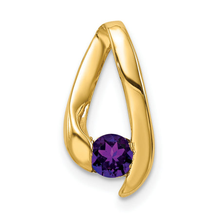 4mm Amethyst Charm Pendant in Real 14k Yellow Gold