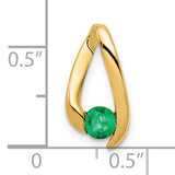 4mm Emerald Charm Pendant in Real 14k Yellow Gold