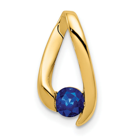 4mm Sapphire Charm Pendant in Real 14k Yellow Gold
