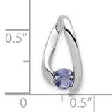 14k White Gold Pendant with Round Tanzanite, Modern Teardrop Design for Women