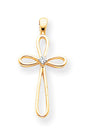 Solid AA Diamond Cross Charm Pendant in Real 14k Yellow Gold