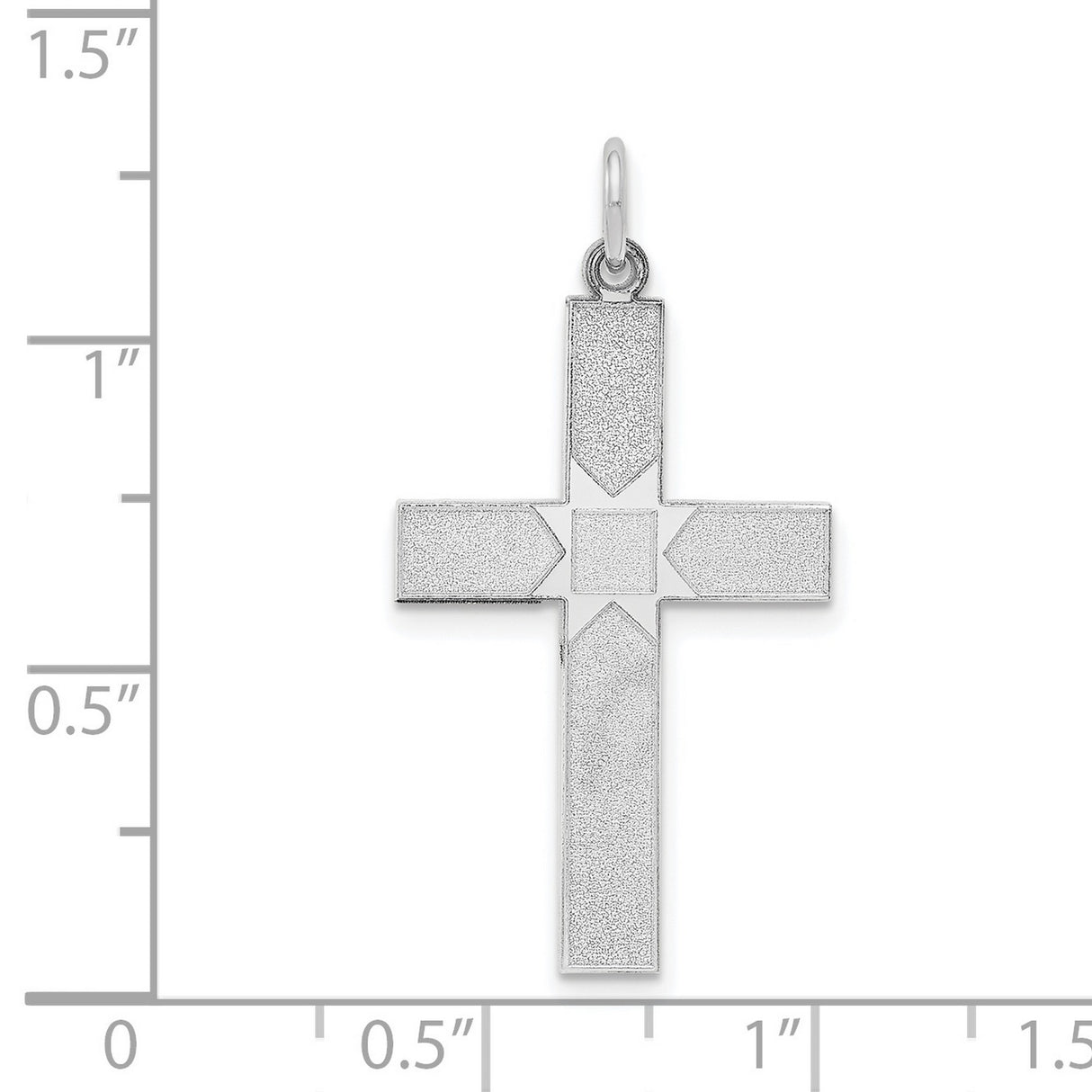 Engravable Latin Cross Charm Pendant in Real 14k White Gold