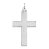 Engravable Latin Cross Charm Pendant in Real 14k White Gold